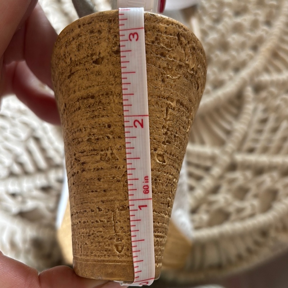 Spring Step White Tan Wedge Sandals with Perforated Design - Picture 6 of 9